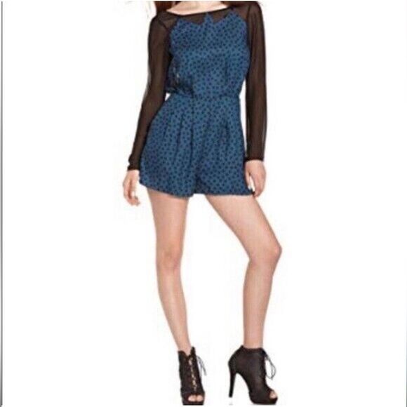 BCBG Polka Dot Mesh Romper NWT Size 8 - Picture 1 of 3
